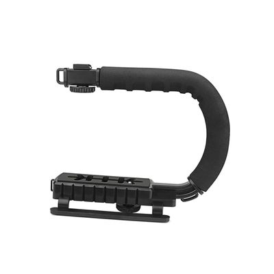 KOMBIUDA U Shape Camera Stabilizer Grip with Hot Shoe Ergonomic Handle for DSLR Camcorder Video Recording Moveable Screw Design Skid Pads Handle for Comfort