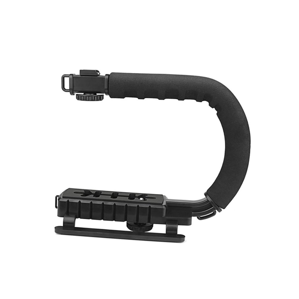 KOMBIUDA U Shape Camera Stabilizer Grip with Hot Shoe Ergonomic Handle for DSLR Camcorder Video Recording Moveable Screw Design Skid Pads Handle for Comfort