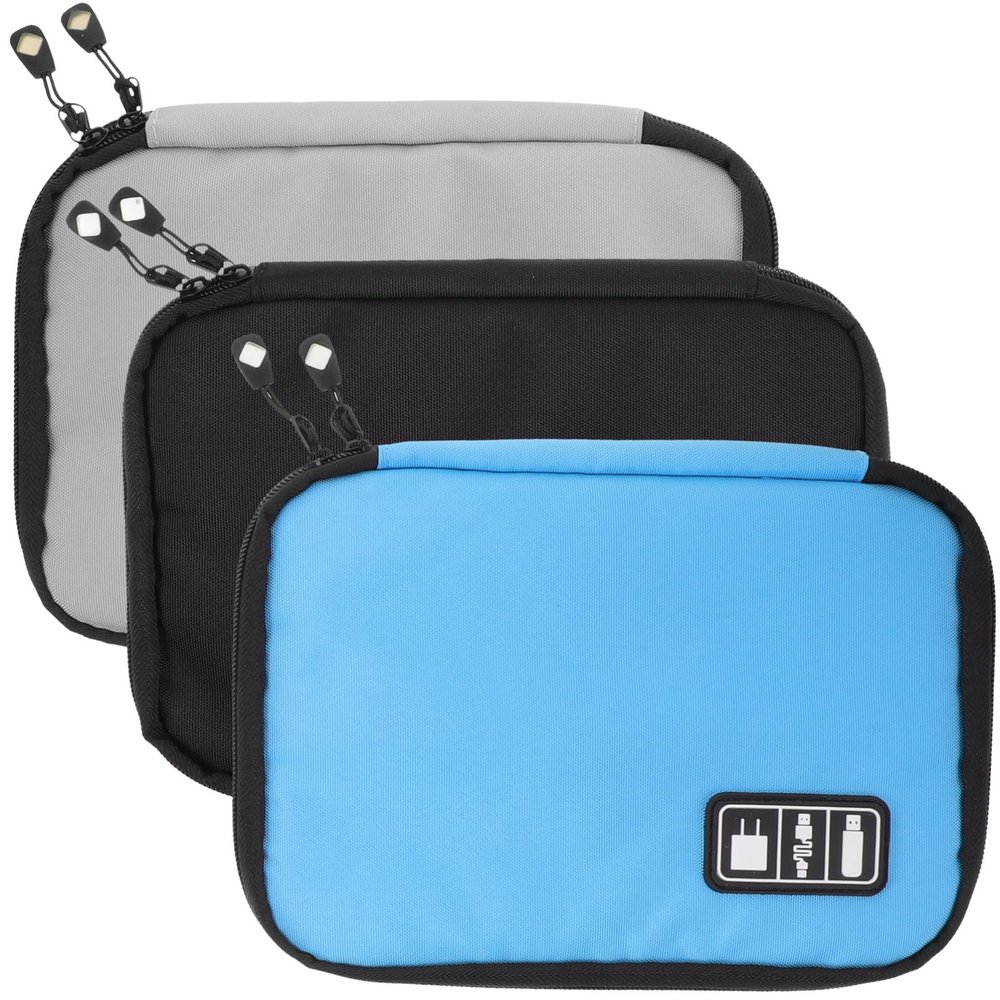 DIYEAH 3Pcs Digital Cable Storage Pouch Multi Functional Electronic Organizer Bag for Travel Accessories Includes for Cables Chargers Earphones USB