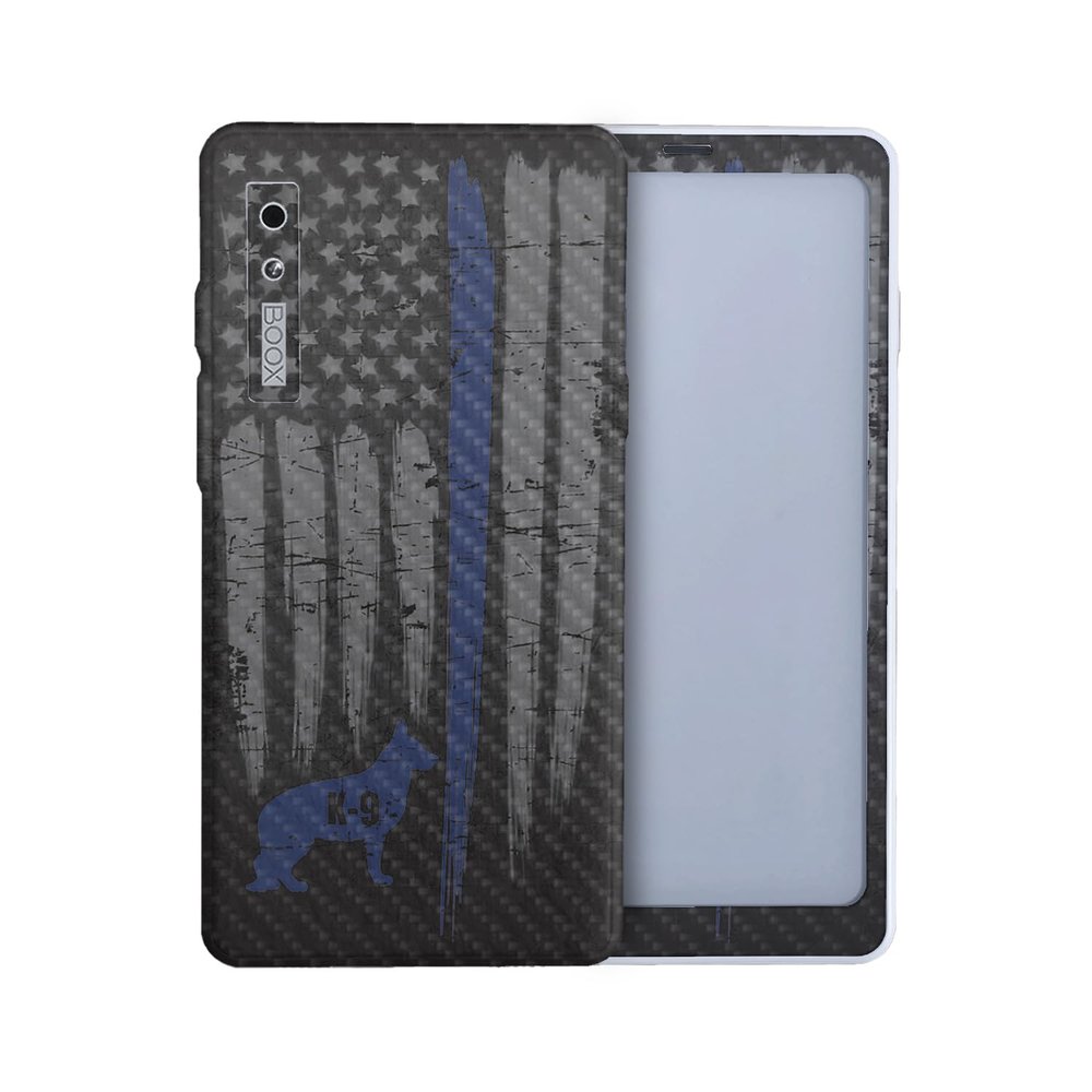 Carbon Fiber Tablet Skin Compatible with BOOX Palma 2 (2024) - Thin Blue Line K9 - Premium 3M Vinyl Protective Wrap Decal Cover - Easy to Apply | Crafted in The USA by MightySkins