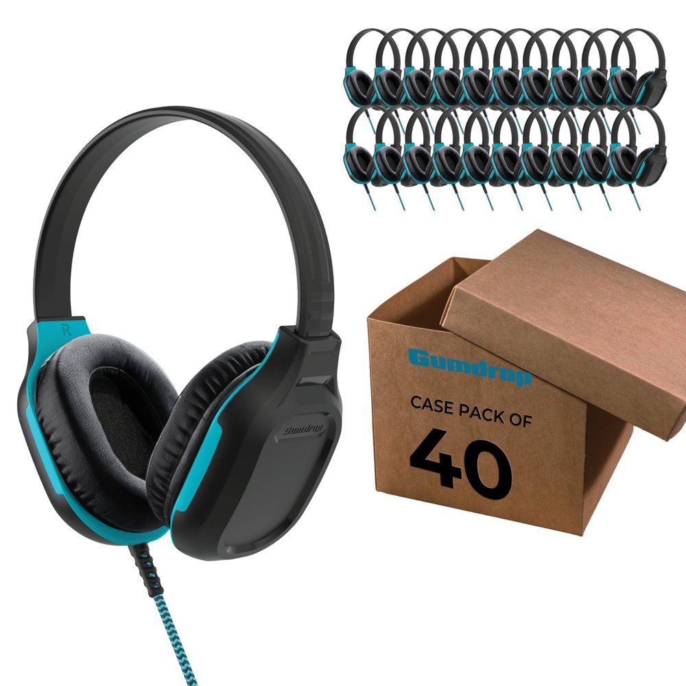 Gumdrop DropTech On-Ear Wired Headphones No Mic | USB C (40 Pack) - Long Tangle Free Chew-Proof Cord - Rugged Reliable Drop Tested and Comfortable for Kids K-12 Students Classroom and School Use