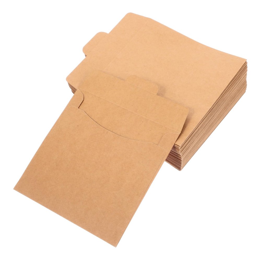 Beaupretty 50pcs Vintage Kraft Paper CD Sleeves Envelopes Square Card Envelope CD Storage for Music Lovers Sturdy Paper Holders