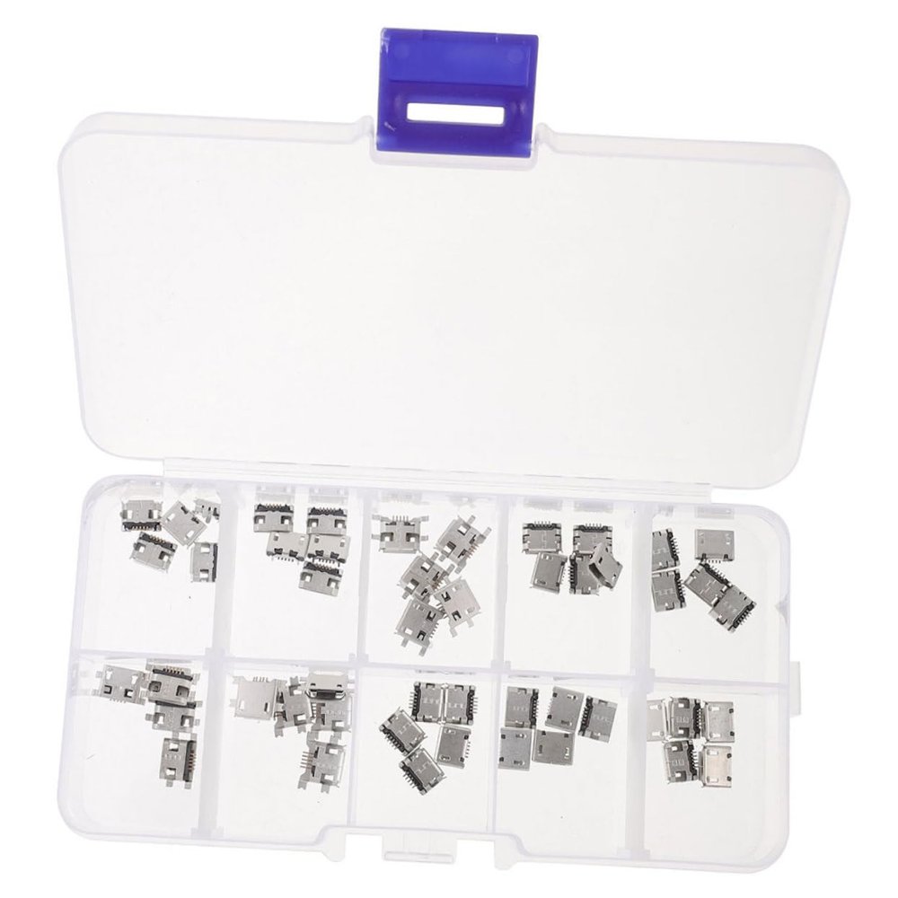 HOMOBABE 100PCS Micro USB Female Socket Connectors All-Copper 5-Pin USB Jack for Soldering and Repair for DIY Projects and Indoor Use