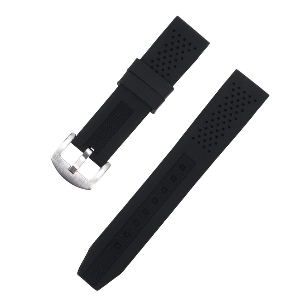 FOMIYES Silicone Watch Strap Durable Breathable Replacement Band for Fitness Swimming Diving Comfortable Odorless Design Easy Install Black