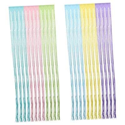 Holibanna 2Pcs Rainbow Tinsel Backdrop Curtains Pastel Photo Booth Streamers Birthday Decorations for Parties Fringe Curtain