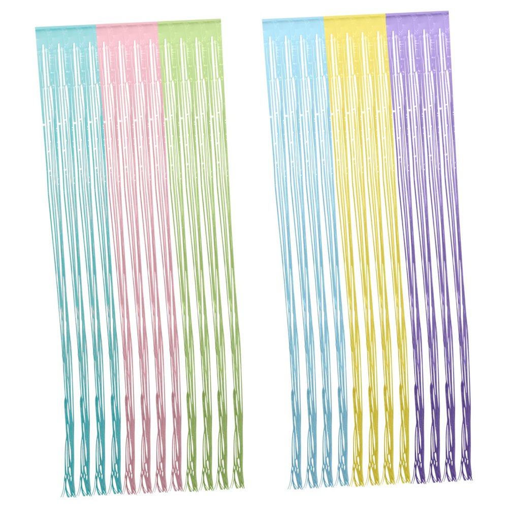 Holibanna 2Pcs Rainbow Tinsel Backdrop Curtains Pastel Photo Booth Streamers Birthday Decorations for Parties Fringe Curtain