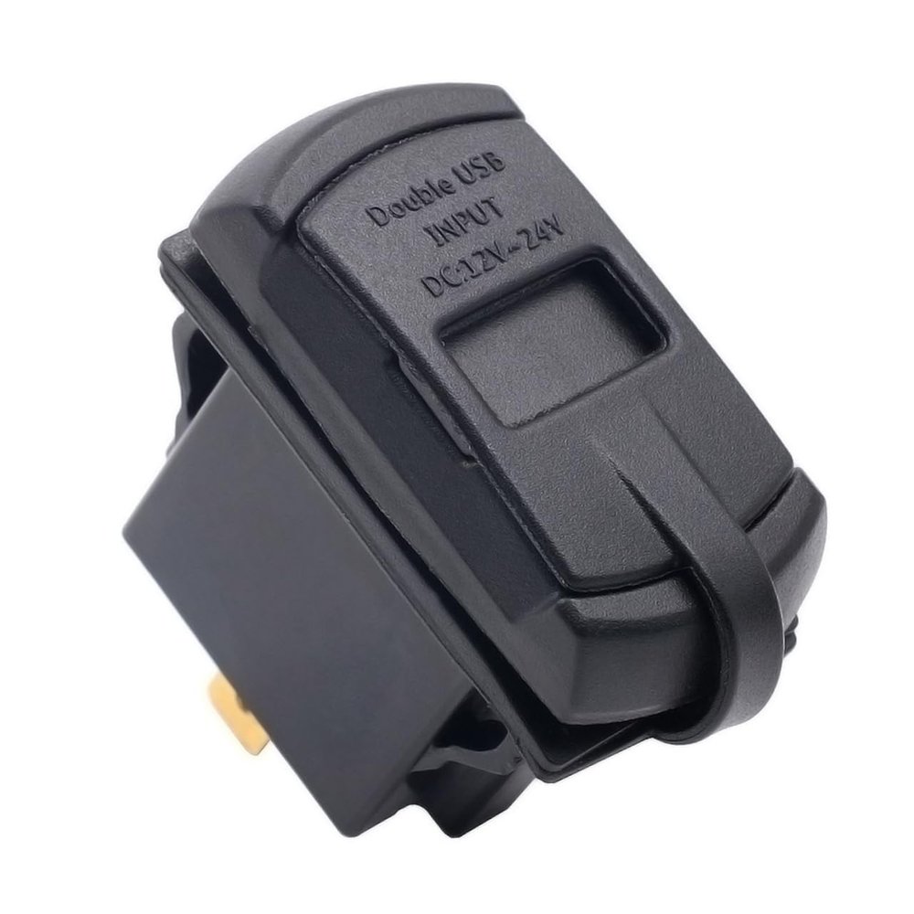 PRETYZOOM 24V Dual USB Power Socket with Voltmeter Car Motorcycle Charger for GPS Navigation and Mobile Devices Outlet