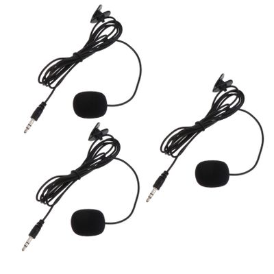 FRCOLOR 3pcs Professional Clip-On Lavalier Microphone Set Portable Omnidirectional Recording Mic Noise Reduction for Teaching Interview and Video Conferencing Black