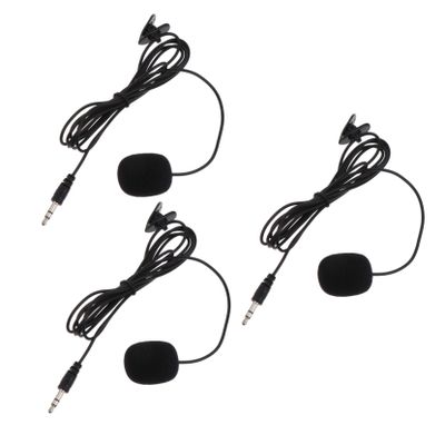 FRCOLOR 3PCS Portable Clip-on Lavalier Microphones Black Conference Mic Set for Teaching Interview and Video Recording Omnidirectional Sound Compatible Smartphones and Laptops