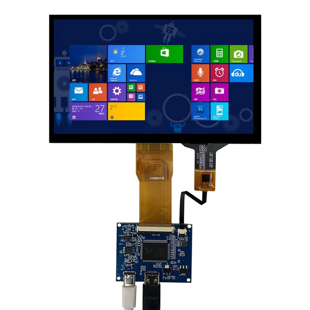7 Inch 1024600 Portable LCD Display DIY Kit with Capacitive Touch Screen & Mini HDMI Driver Board  Compatible with PC, Orange Pi, Gaming Consoles, 5V Power Supply