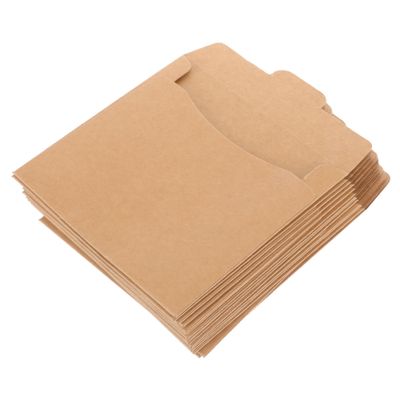 Tofficu 50Pcs Kraft Paper CD Envelopes CD DVD Storage Bags Tear Resistant Paper Sleeves for Disc Storage for Home Office School Use