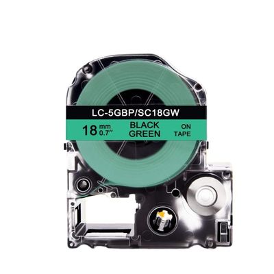 1pc 18mm Mixed Color Label Compatible with LW400 LW500 LW700 ST18KW SS18KW SC18RW SC18YW SC18BW SC18GW 1pcs(Black on Green)