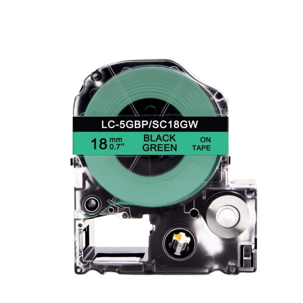 1pc 18mm Mixed Color Label Compatible with LW400 LW500 LW700 ST18KW SS18KW SC18RW SC18YW SC18BW SC18GW 1pcs(Black on Green)