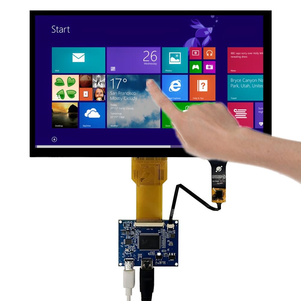 10.1 Inch 1024x600 Portable LCD Display Screen Kit with Capacitive Touch & Mini-HDMI Driver BoardDIY Monitor Panel for PC Extended Display,Secondary Screen,Orange Pi,Development Boards