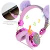 KALLORY Plush Ear Headphones Adjustable Wired Volume Limiting Design for Comfortable Lightweight for School Travel and Gaming view 3