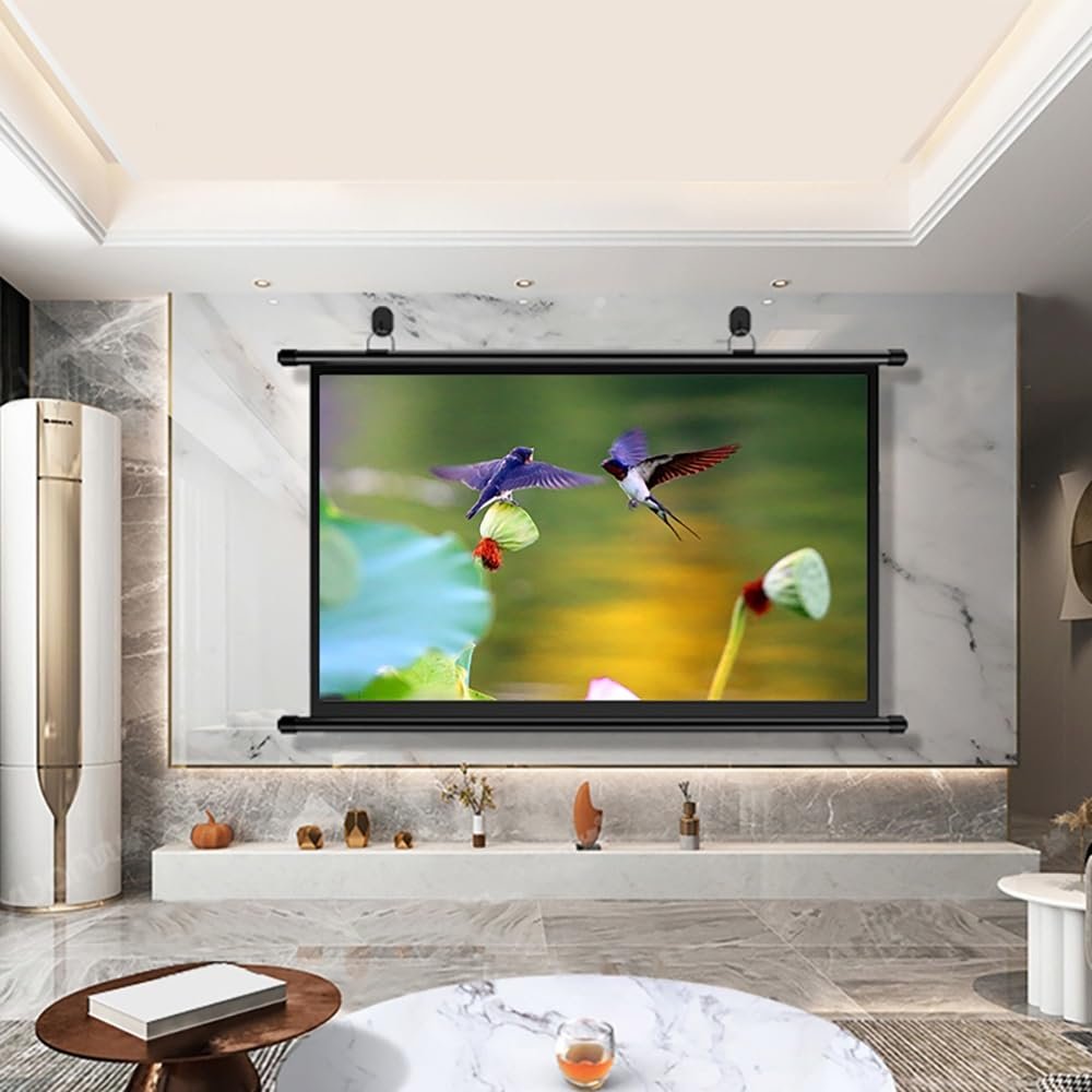 Manual Pull-Down Projector Screen 4K HD Anti-Crease Movie Screen 30 40 50 60 72 Inch Light-Weight Projection Screen for Indoor (30 Inch(16:9))