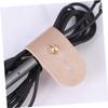 SHINEOFI 3Pcs PU Leather Cable Storage Organizer Golden Earphone Cord Keeper Compact Wire Management Winder for USB and Computer Cords for Travel Everyday Use view 2