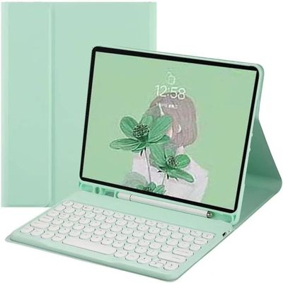 Aidashine Keyboard Case for Samsung Galaxy Tab S6 Lite 2024/2022/2020, Detachable Bluetooth Keyboard with Pencil Holder,Green