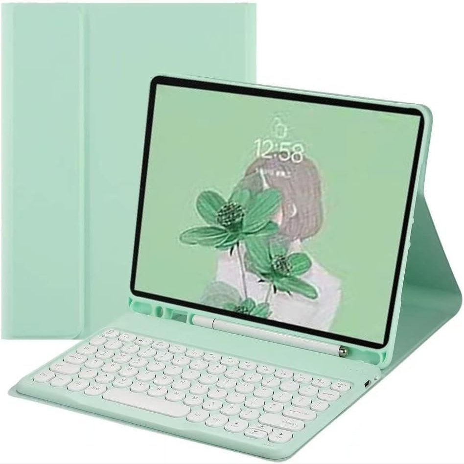 Aidashine Keyboard Case for Samsung Galaxy Tab S6 Lite 2024/2022/2020, Detachable Bluetooth Keyboard with Pencil Holder,Green
