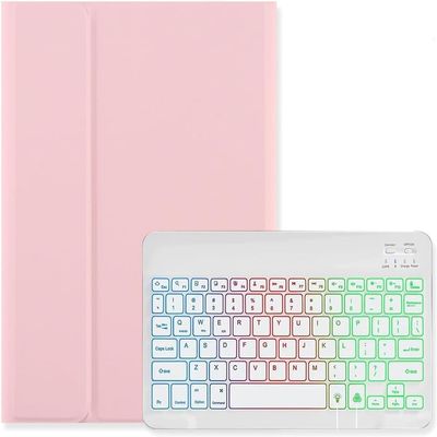 Aidashine Keyboard Case for iPad 9.7(2017/2018) Air2/Pro9.7, Backlit Detachable Wireless Keyboard Case,Pink