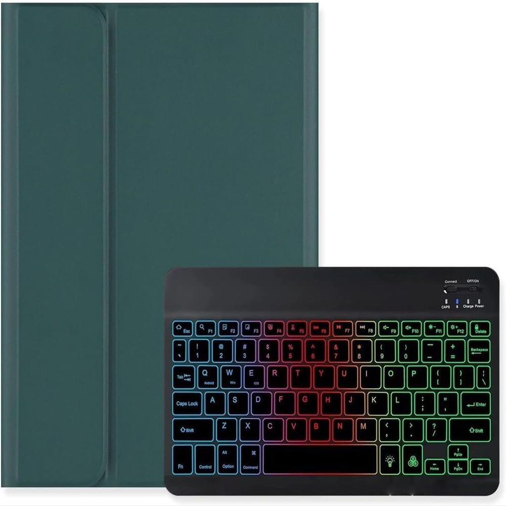 Aidashine Keyboard Case for iPad 9.7(2017/2018) Air2/Pro9.7, Backlit Detachable Wireless Keyboard Case,Deep Green