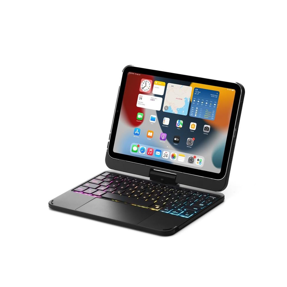 Aidashine Keyboard Case for iPad mini 7 A17 Pro/Mini 6th Generation, 360 Rotatable Touchpad and 7 Color Backlight Keyboard,Black