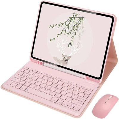 Aidashine Keyboard Case for iPad Air 6 11 Inch 2024,iPad Air 5th/4th Gen 2022/2020 10.9 Inch -Detachable Keyboard Case with Pencil Holder,Pink
