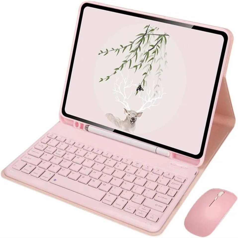 Aidashine Keyboard Case for iPad Air 6 11 Inch 2024,iPad Air 5th/4th Gen 2022/2020 10.9 Inch -Detachable Keyboard Case with Pencil Holder,Pink