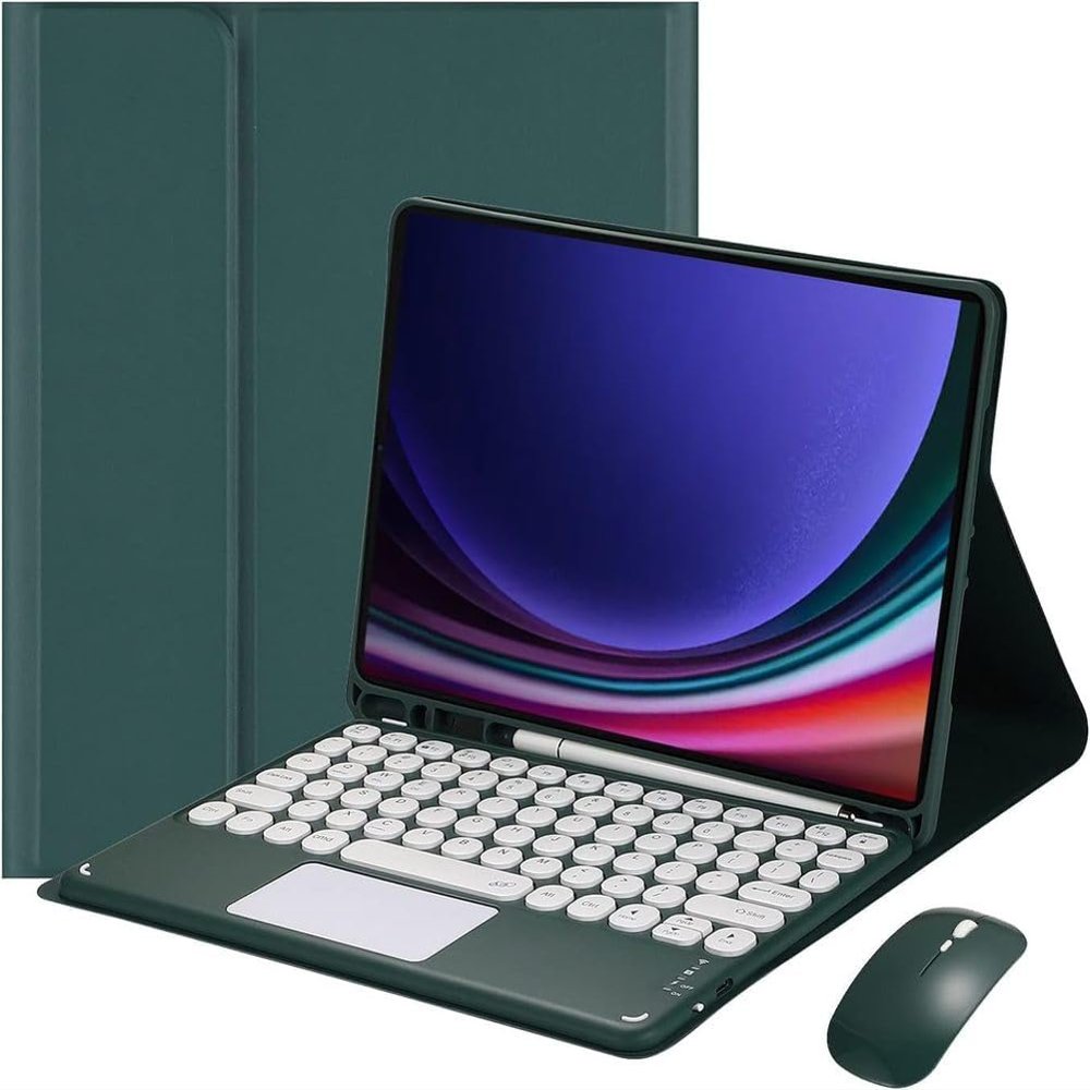 Aidashine Keyboard Case for Samsung Galaxy Tab S10 FE Plus 13.1 Inch 2025 Model (SM-X620/X626)- Multi-Touch Trackpad, Detachable Wireless Keyboard Folio Tablet Case,Deep Green