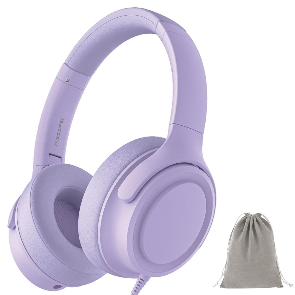 ADOOPE Wired Over-Ear Headphones with USB C Connector, Hi-Fi Stereo Sound, Noise-Isolating Ear Cups, Comfortable Fit for USB C Devices (with Bag, Purple)
