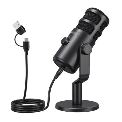 A1DFDFGOQSFG Microphone with Type-c Connector for Phone Compute Volume Control Metall Mic for Recording Streaming Gaming (D As Shown)