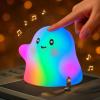 nextanG RGB Ghost Night Light Color-Changing Tap Control Fun Toy for Kids, Soft Squishy Silicone Lamp with Sounds, Dimmable Rechargeable Bedside & Table Lamp, Funny Gift for Boys & Girls view 1