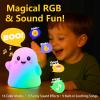 nextanG RGB Ghost Night Light Color-Changing Tap Control Fun Toy for Kids, Soft Squishy Silicone Lamp with Sounds, Dimmable Rechargeable Bedside & Table Lamp, Funny Gift for Boys & Girls view 2