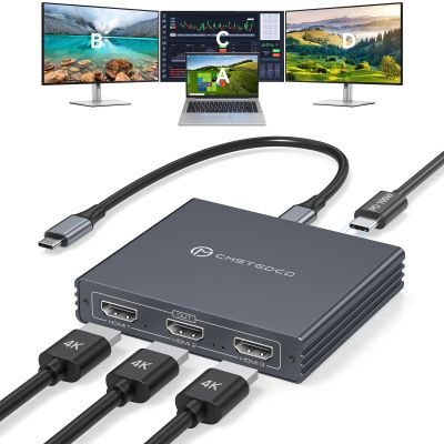 JCYMELE USB C to 3 HDMI Adapter 4K60Hz HDMI Splitter Extended Display 3 Monitors MST HUB USBC Splitter 1 in 3 Out with 100W PD Charging, Compatible with Laptop,PC,USB-C Graphics Card
