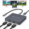 JCYMELE USB C to 3 HDMI Adapter 4K60Hz HDMI Splitter Extended Display 3 Monitors MST HUB USBC Splitter 1 in 3 Out with 100W PD Charging, Compatible with Laptop,PC,USB-C Graphics Card view 1