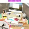 2 Tier Computer Monitor Stand Laptop Riser with Storage Brown Triangle Screen Risers for PC/TV/Tablet Office nization Stand for Corner Monitor view 3