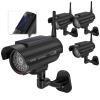 WALI Dummy Fake Camera, Solar Powered Fake Security Camera with LED Light, Simulated Surveillance Security CCTV Dome Cameras with Antenna and Warning Sticker Indoor Outdoor (SOL-TCB2), 2 Packs, Black view 1