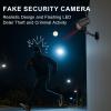 WALI Dummy Fake Camera, Solar Powered Fake Security Camera with LED Light, Simulated Surveillance Security CCTV Dome Cameras with Antenna and Warning Sticker Indoor Outdoor (SOL-TCB2), 2 Packs, Black view 2
