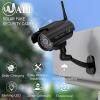 WALI Dummy Fake Camera, Solar Powered Fake Security Camera with LED Light, Simulated Surveillance Security CCTV Dome Cameras with Antenna and Warning Sticker Indoor Outdoor (SOL-TCB2), 2 Packs, Black view 3
