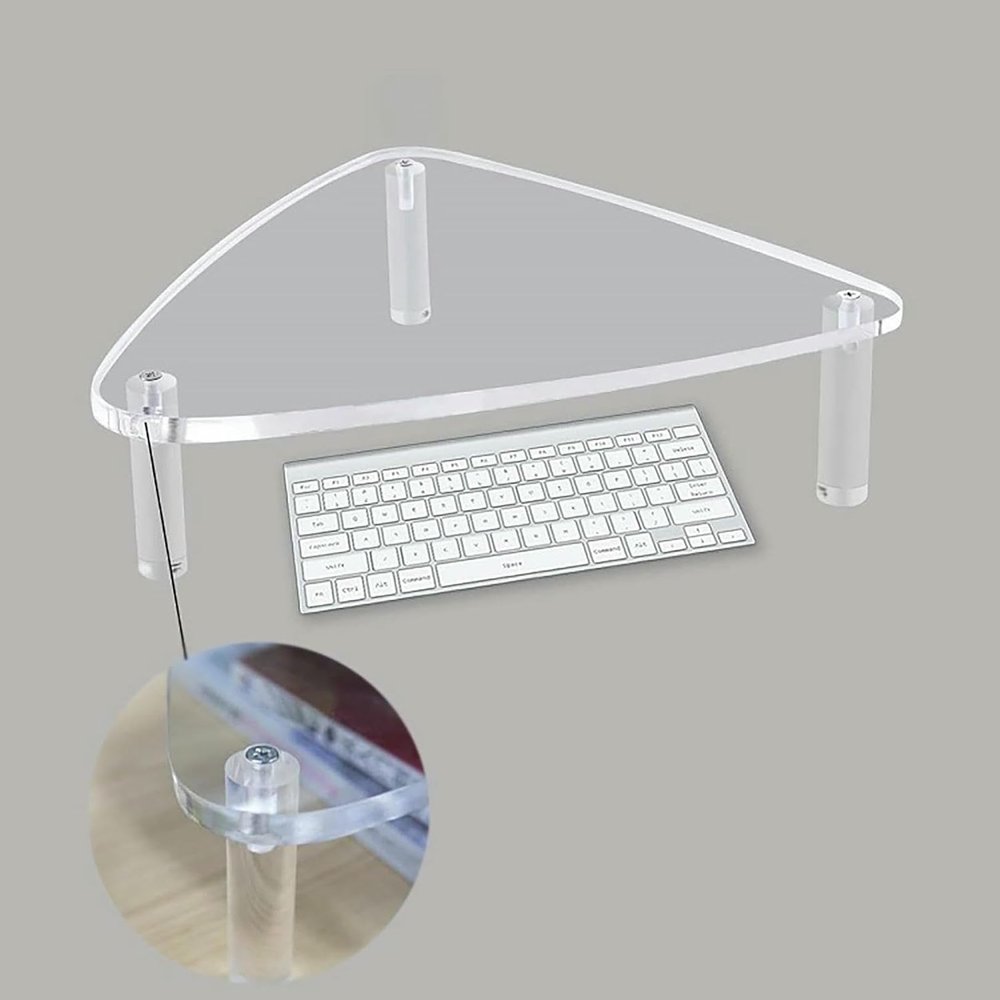 Corner Monitor Stand Monitor Laptop Stand Acrylic Material, Clear Triangle Shelf for Display/Printers/Desktop Decor, Home Office Universal Screen Riser