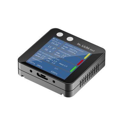In.Licht Well-PortableWELLCertified 19in1 Light & Indoor Air Quality Monitor (PM2.5/PM1.0, CO2, TVOC, HCHO, CCT, Flicker, EML, LUX) with Bluetooth App & OneTap Report Export