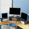 3 Screens Corner Computer Monitor Riser, Adjustable Office Desk Organizer Storage Rack 270 Rotation, Metal Laptop Corner Lift Stand view 1