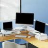 3 Screens Corner Computer Monitor Riser, Adjustable Office Desk Organizer Storage Rack 270 Rotation, Metal Laptop Corner Lift Stand view 1