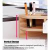 2 Tier Triangle Monitor Stand Riser with Drawer,Modern Wooden Desk Organizer Computer Riser Rack,Ergonomic Monitor Elevator,Office Desktop Storage Shelf view 3