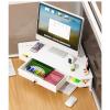 2 Tier Triangle Monitor Stand Riser with Drawer,Modern Wooden Desk Organizer Computer Riser Rack,Ergonomic Monitor Elevator,Office Desktop Storage Shelf view 4