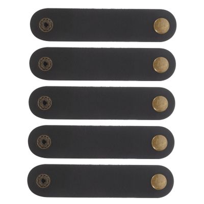 HEALSOPTHY 5Pcs Leather Cord Organizer Stylish Cable Wraps for Earphones Charging Cords Convenient Cowhide Cable Management Clips for Home Office Travel School