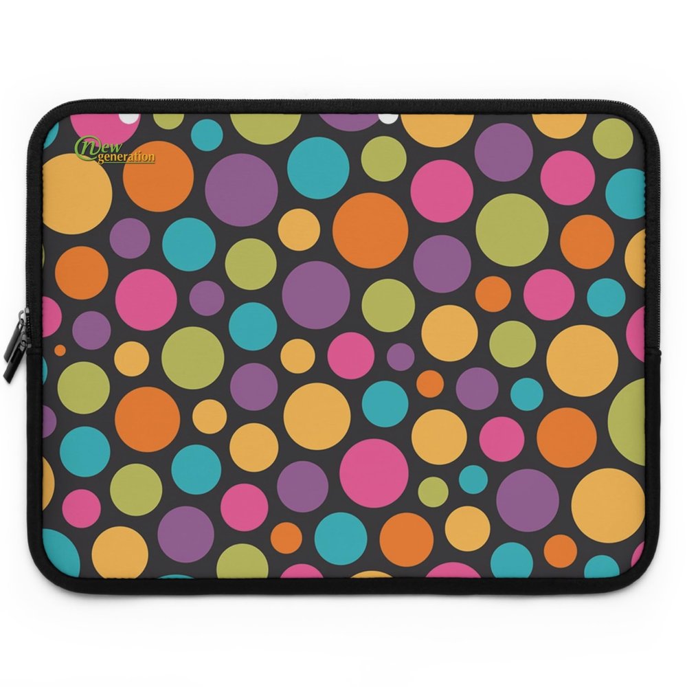 Colorful Polka Dot Laptop Sleeve, Fun Tech Accessory for Students, Gift for Birthdays, Modern Office Style, Everyday Use