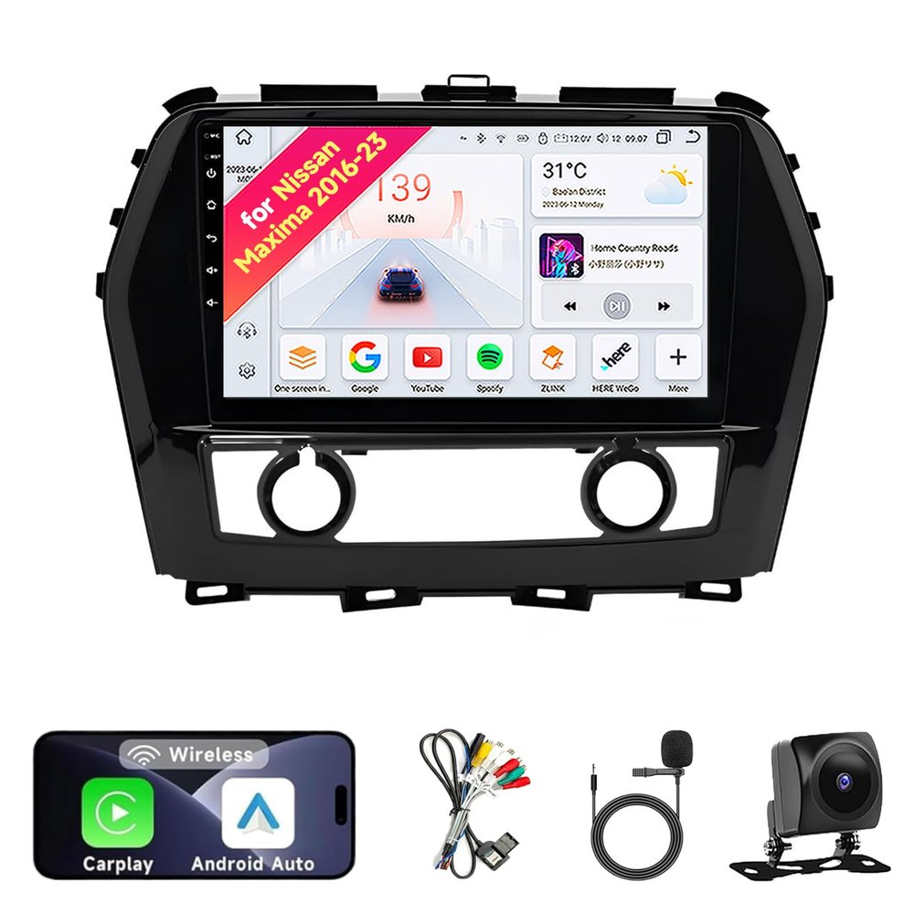 13 Car Radio Stereo for 2016-2023 Nissan Maxima - 10.1" IPS Touch Screen, Upgrade Dash Kit with CarPlay & Android Auto, GPS Navigation, Bluetooth 5.0, WiFi, SWC, 5G, DSP