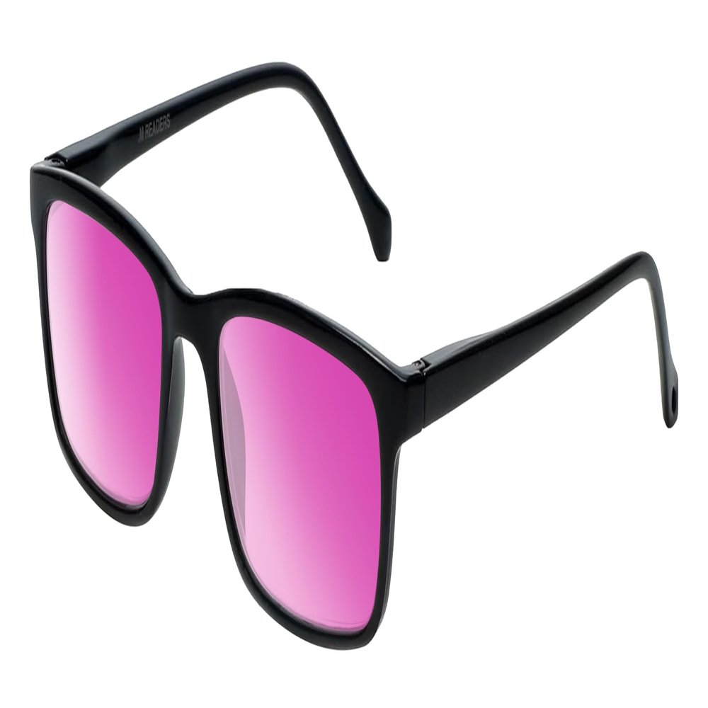 Medspex M Readers 105 Color Therapy Reading Glasses +1.75 Black/Passion Purple Unisex Fluorescent Light Sensitivity Chromotherapy Chakra Healing