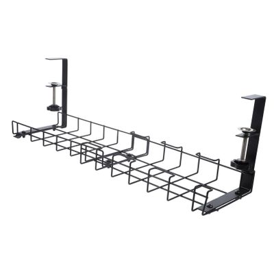 Lurrose 1Pc Under Desk Cable Organizer Wire Management Tray for Efficient Cord Storage Easy Installation with Mounting for Office and Home Use Black Color